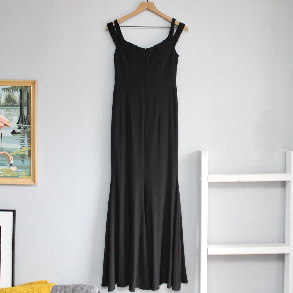 AQUA Black Off-the-Shoulder Slit Formal Gown Party Floor-Length Party Dress sz 6 - Picture 3 of 7